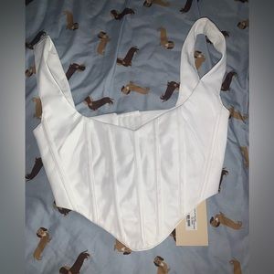 NWT 🔥🌹 Meshki Corset Top white faux leather